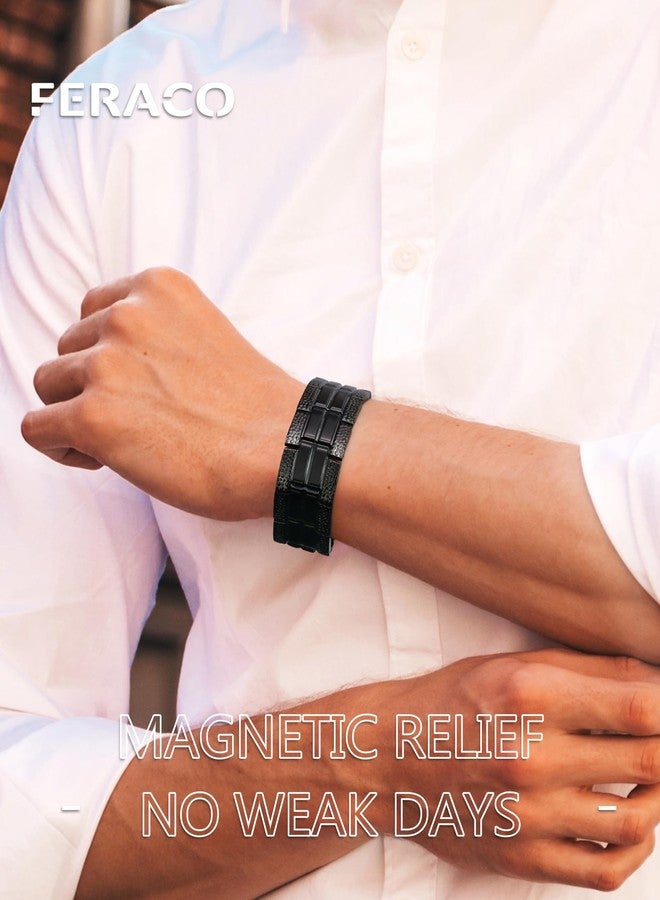 Feraco 3X Strength Magnetic Therapy Bracelets for Men, Titanium Steel Bracelets with 3800 Gauss Neodymium Magnets - Image 2